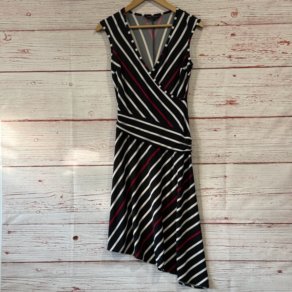 BCBGMAXAZRIA Asymmetrical Striped Dress Sz XS
